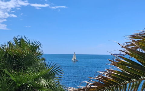 Oasis Villa Sanremo: Azul, Tiempo De Día, Cuerpo De Agua, Mar, Horizonte, Watercraft, Costeras Y Los Accidentes Geográficos Oceánico, Oceano, Barco, Playa