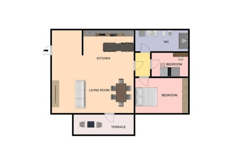 Suite Pineta: Sala, Habitación, Cama