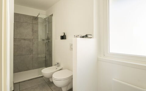 Next Comacina, Lago di Como with Garage: Baño, Piso, Pared, Arreglo De Tubería, Suelo, Baño, Asiento Del Baño, Diseño De Interiores, Plomería, Lavabo Del Baño
