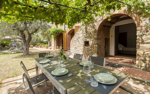 Casale delle Lupe, Campiglia Marittima: Pared, Arco, Ladrillo, Hacienda, Jardín, Sombra, Patio, Yarda, Patio Interior, Paisajismo