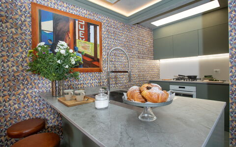 Belvedere Guastella B 4: Cocina, Mostrador, Diseño De Interiores, Piso, Mueble, Encendiendo, Suelo, Loseta, Gabinetes, Casa