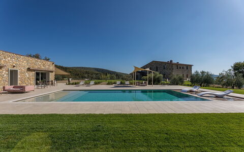 La Calcinaia Country House, Bucine: Paisaje, El Terreno Del Lote, Llanura, Inmuebles, Piscina, Casa De Campo, Paisajismo, Villa