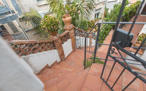 Attico Giafari 6: Pretil, Escalera, Balaustre, Balcón, Hierro, Metal, Maceta, Planta De Casa, Manchas De Madera, Cerca