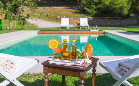 Casale del Castagneto 8: Piscina, Mueble Para Exteriores, Mueble, Jardín, Ocio, Recurso, Césped, Mesa Al Aire Libre, Comida, Silla