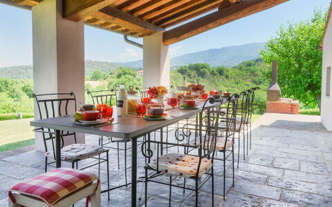Villa Il Magnifico 10: Mueble, Mesa, Silla, Cocina Y Comedor Mesa, Mesa Al Aire Libre, Comedor, Restaurante, Mueble Para Exteriores, Fruta, Planta De Casa