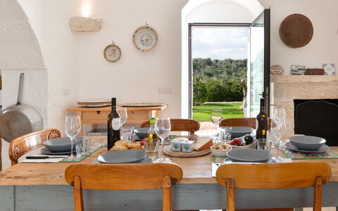 Trullo Luna 6+1: Mueble, Vajilla, Mesa, Cocina Y Comedor Mesa, Silla, Comedor, Utensilios Para Servir, Diseño De Interiores, Vajilla