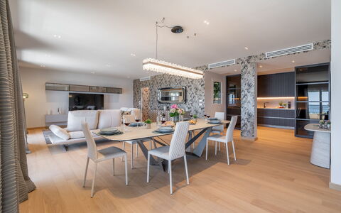 Dimora Mareblu 6: Mueble, Diseño De Interiores, Piso, Suelo, Techo, Madera, Silla, Cocina Y Comedor Mesa, Mesa, Comedor