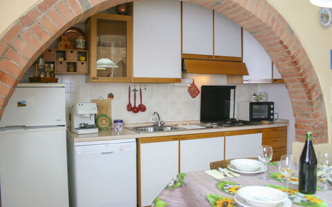 Podere San Bono: Cocina, Aparato De Cocina, Diseño De Interiores, Mueble, Electrodoméstico, Mostrador, Piso, Techo, Cocina Y Comedor Mesa, Electrodoméstico